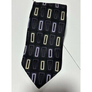 Harve Benard 100% Pure Silk Black and White Geometric Design Neck Tie